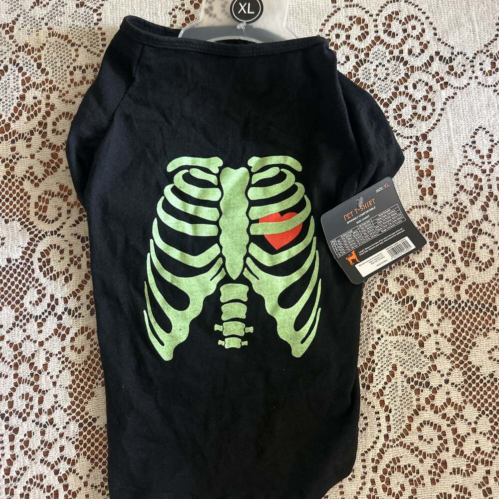 Mystic Glow-in-the-dark Skeleton pet t-shirt Dog Or Cat Costume XL